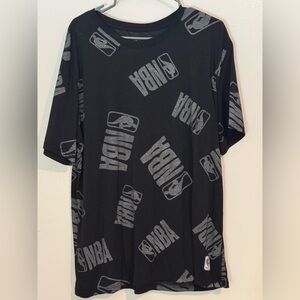 NBA Black Tee with Gray All-Over Logo Print - Men's Short Sleeve